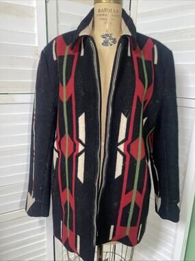 Vintage Native Jackets Santa Fe Zip-Up Jacket Women Medium Wool Blend Southwest